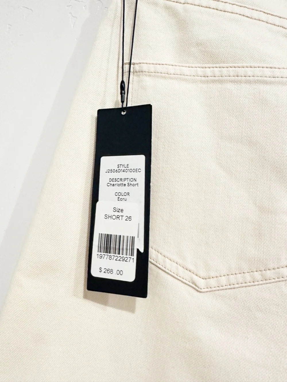 NWT‎ Veronica Beard Charlotte High Rise Long Short in Ecru Size 26